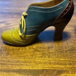 John Fluevog Blue and Green Heels